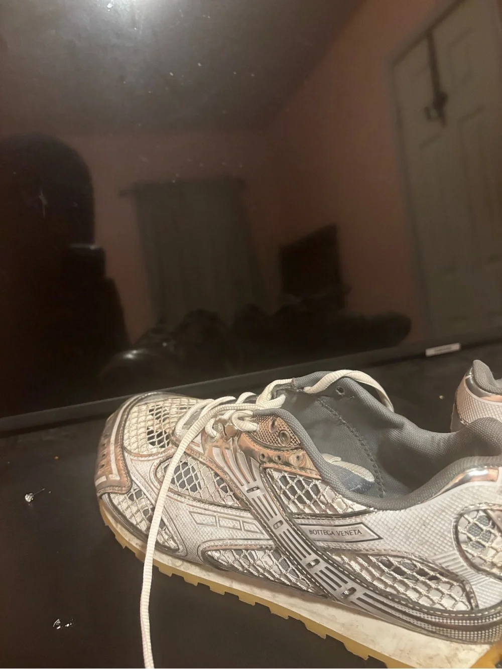 Bottega Veneta Beige Mesh & Leather Runner Sneakers